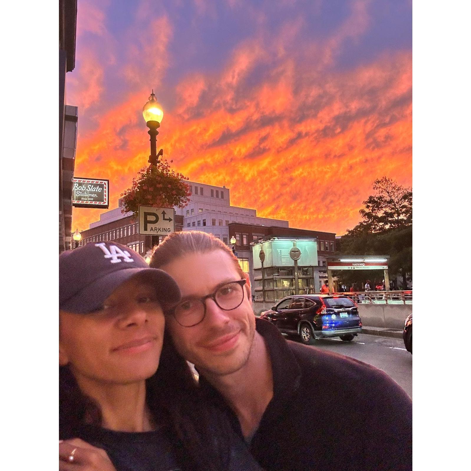 Enjoying one of the many perfect sunsets in Cambridge