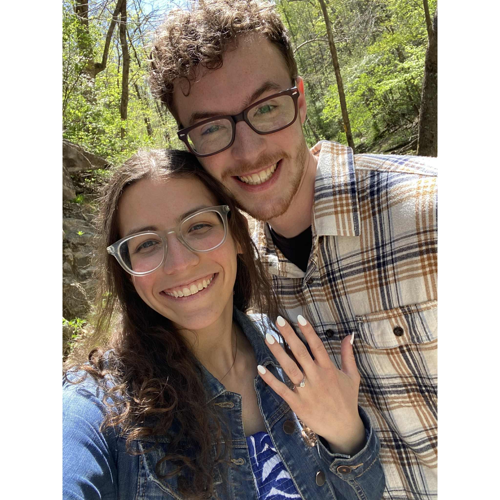 April 2025. The day of the engagement! Taken at Natural Bridge State Park.