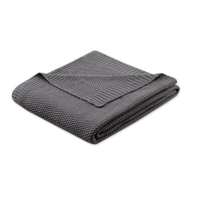 INK + IVY Bree Knit Throw Blanket in Charcoal