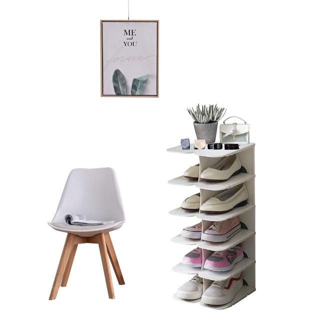 SHOEWAY 6-Tier Shoe Organizer Rack, Stackable and Adjustable Multi-Function Space-Saving Shoe Storage Shelf, Ideal for Entryway Hallway Closet Cabinet Walkway Bill Living Room Corridor Balcony [Grey]