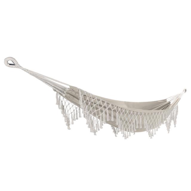 Bliss Hammocks Polyester Hand-Braided Hammock in a Bag Decorative Fringe, Brown