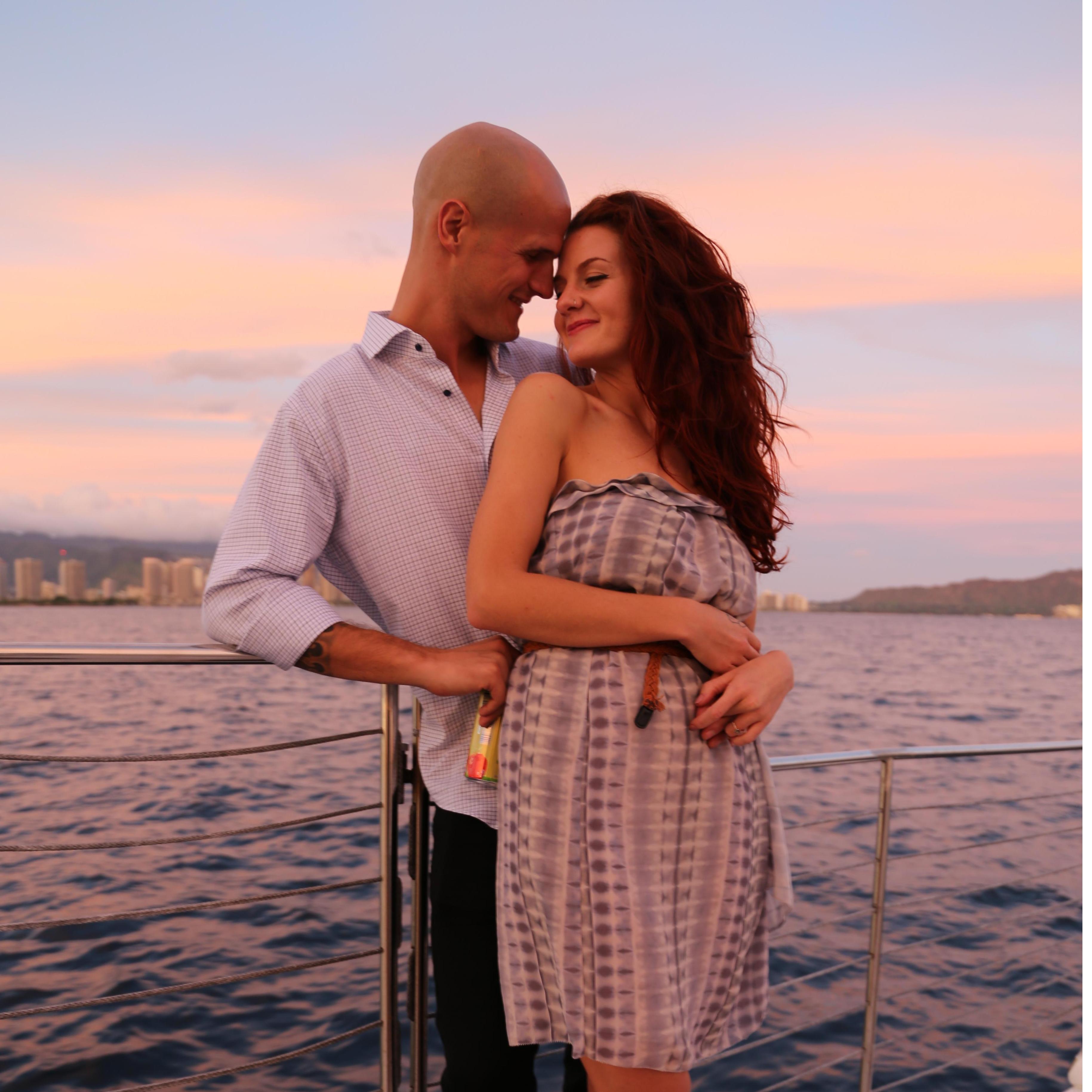 We celebrated our engagement with all of our friends on a sunset catamaran cruise