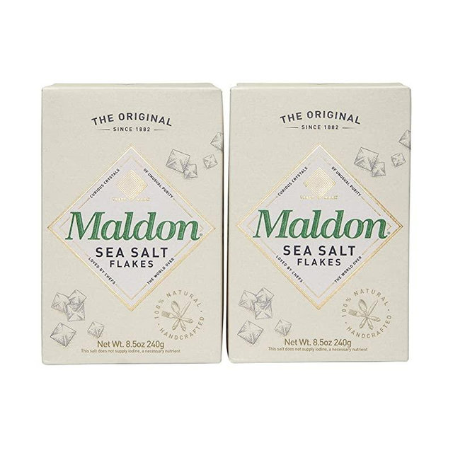 Maldon Salt, Sea Salt Flakes, 8.5 oz (240 g), 2 Count, Kosher, Natural, Handcrafted, Gourmet, Pyramid Crystals