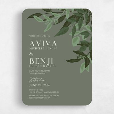 Green Rounded Wedding Invitation - Summerlin Corner