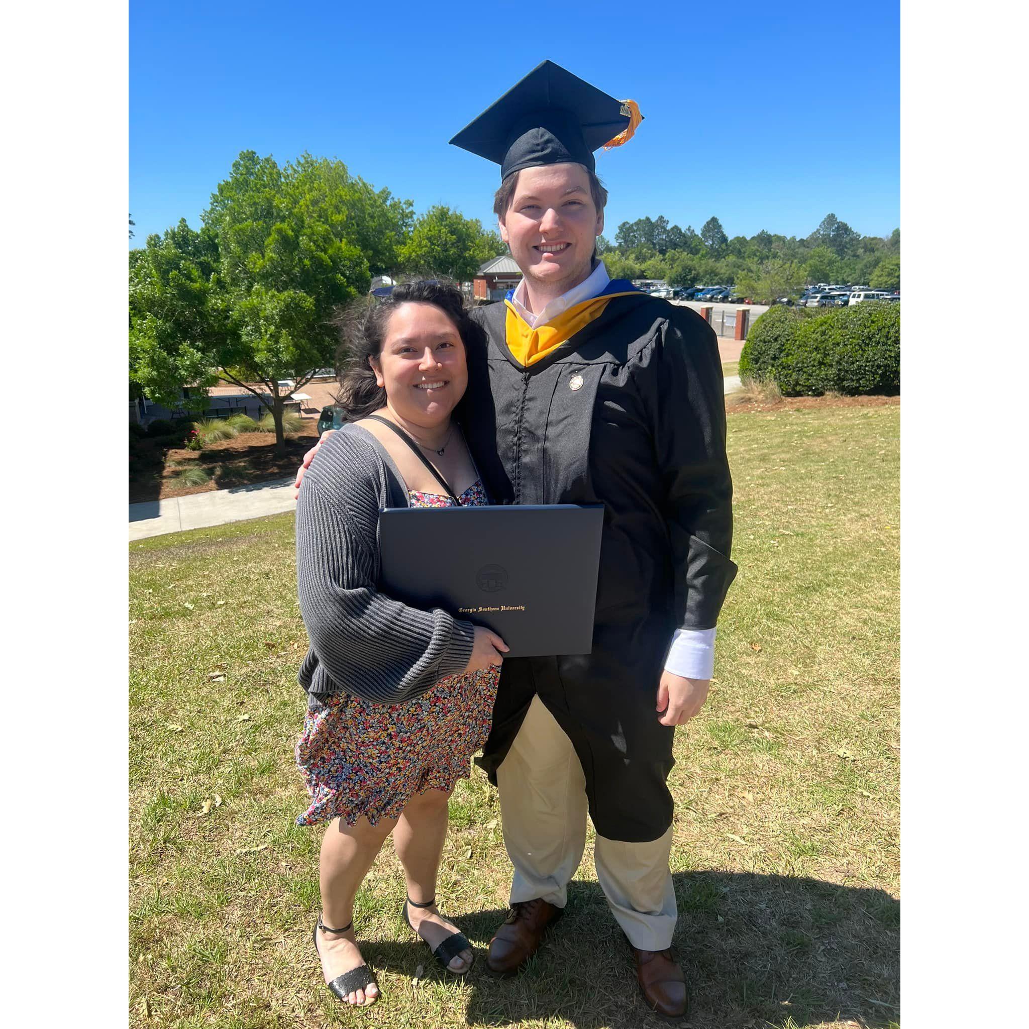 Andrew's graduation day! Masters in Computer Science from Georgia Southern University, 2022