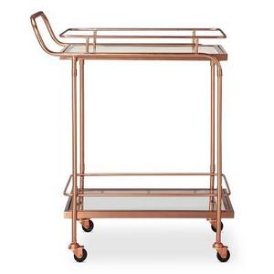 Metal, Glass, and Leather Bar Cart - Rose Gold - Threshold™