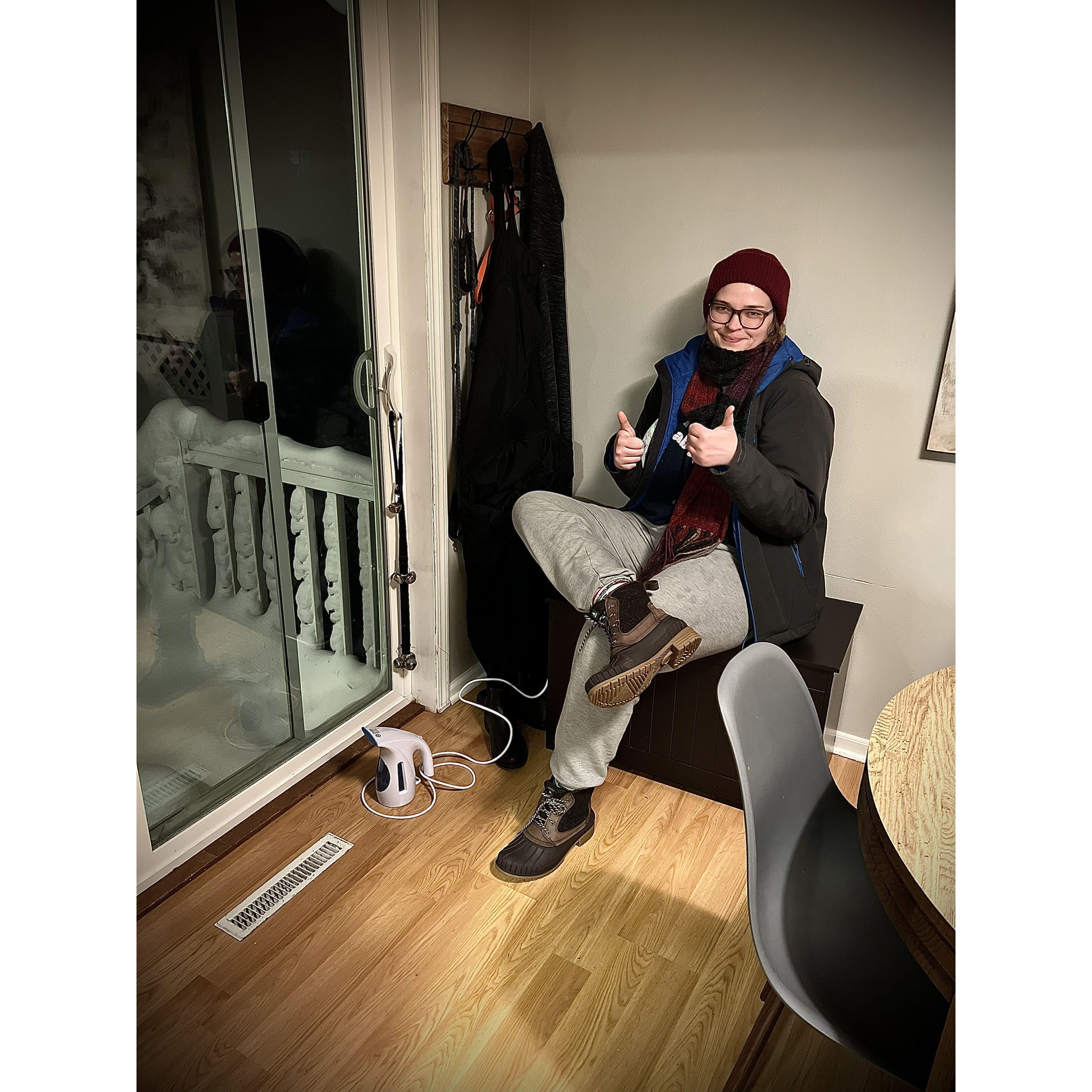 2024 - one of many Wisco winters spent steaming our frozen-shut slider doors <3