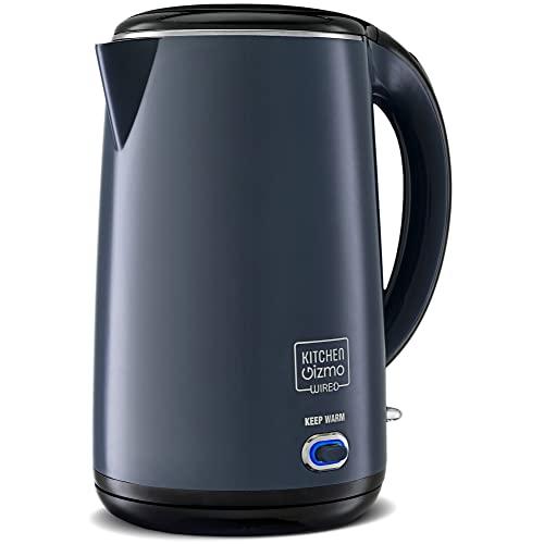 Kitchen Gizmo Stainless Steel Double-Walled Electric Kettle (Blue)