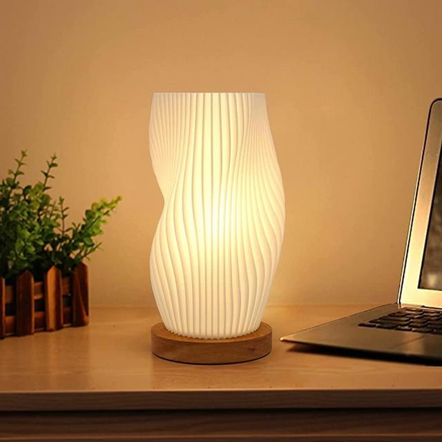 Zenply Novelty Small Table Lamp for Bedroom,Vintage Style Striped Small Night Light Lamp, Mini Bedside Lamp for Living Room Nightstand Small Space Kids Room Living Room Office Dorm (SM)