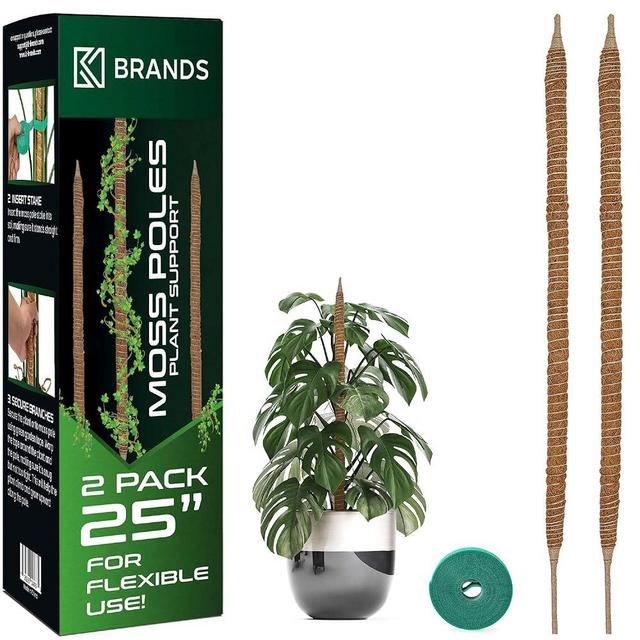 K-Brands 2 Pack Moss Pole - 25'' Monstera Plant Support - Plant Trellis Moss Pole for Plants Monstera - Moss Poles for Climbing Plants - Plant Sticks Support Plant Stakes for Indoor Plants Potted