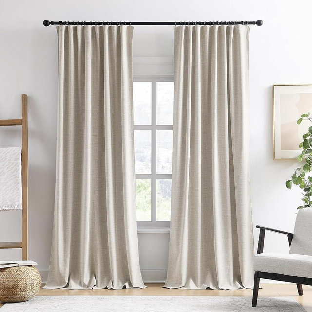 RAIN CITY Blackout Curtains 102 Inch Long 2 Panels,Linen Room Darkening Black Out Drapes for Living Room Tall Windows Back Tab with Hooks Boho Modern Farmhouse Decor Shaded Drop 50x102