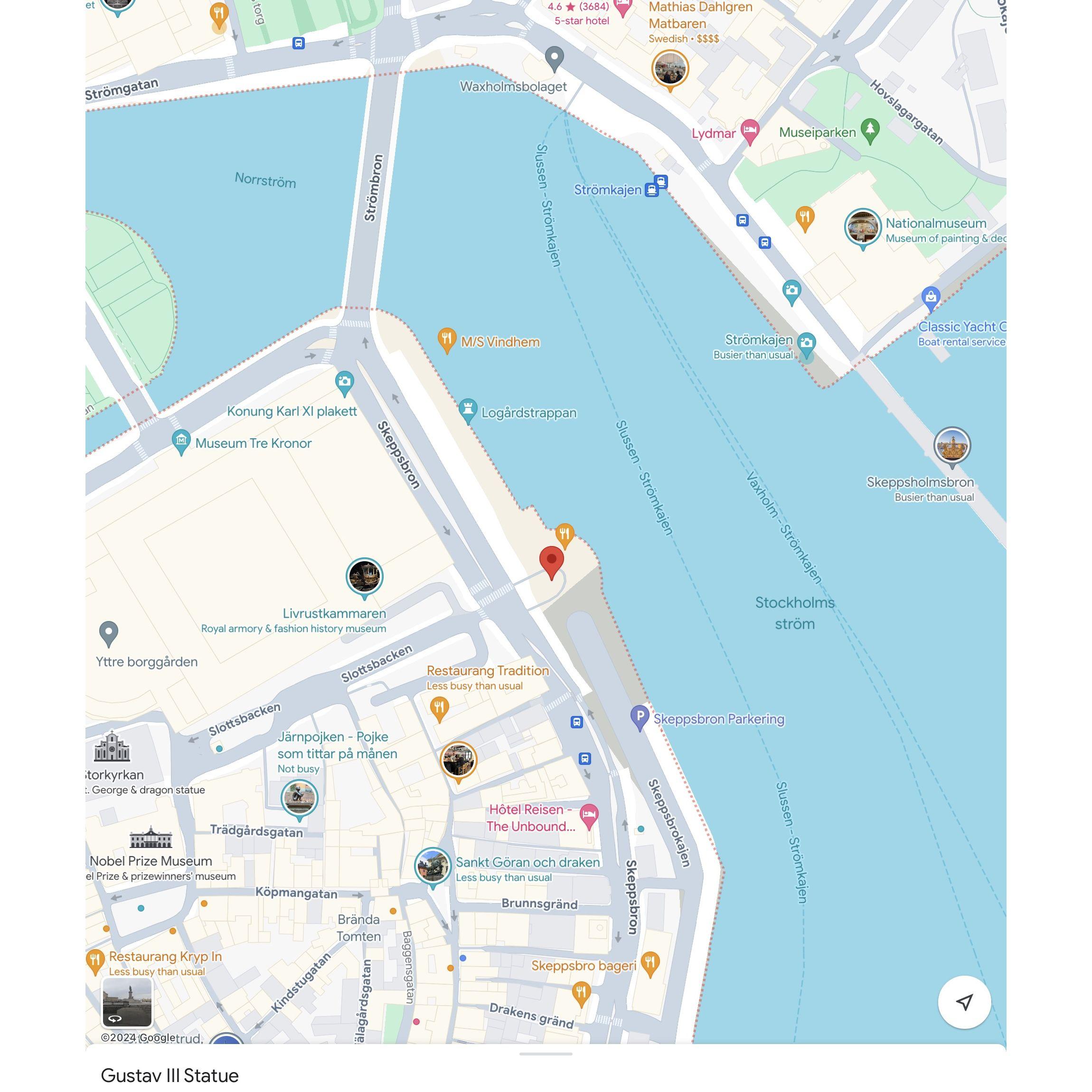 Zoomed in…Uber or Bolt to “Monument to Gustav III” or enjoy the walk!