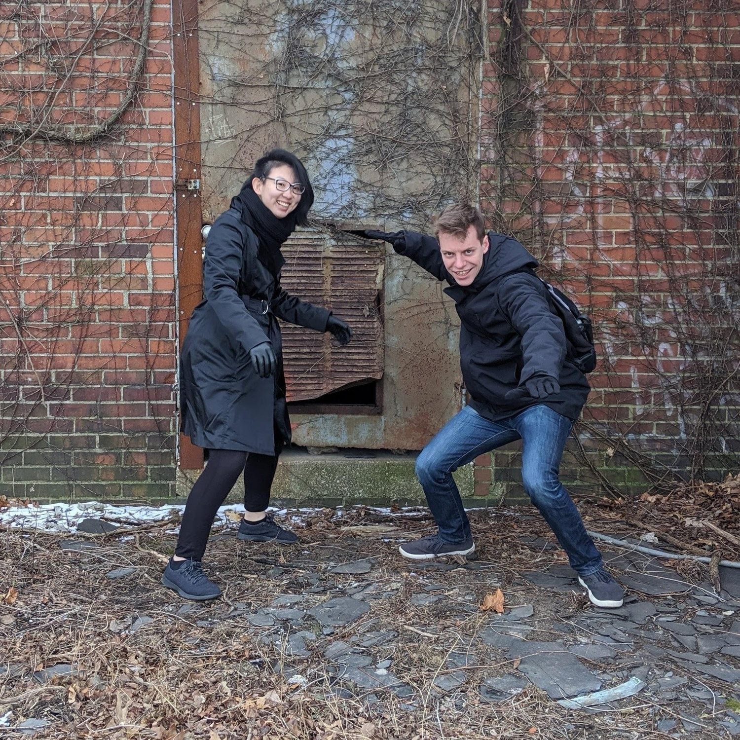 Gearing up to explore an abandoned building (Gordon Park, iykyk). (photo cred: Pierce Gleespen)