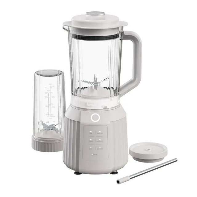 Thymes & Tables Countertop Blender Duo SmartCrush Tech 1100W with 57oz Pitcher & 25oz Cup, Smart Seal Lid, Vortex Blending, Pulse Mode, Dishwasher Safe, Ice Crush, Smoothie Preset (Sand White)