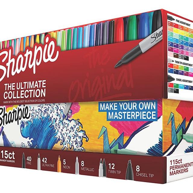 Sharpie 1983255 Permanent Markers Ultimate Collection, Fine and Ultra Fine Points, Assorted Colors, 115 Count