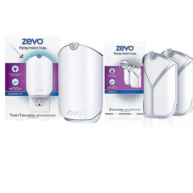 ZEVO Indoor Flying Insect Trap for Fruit Flies, Gnats, and House Flies (1 Plug-in Base + 3 Refill Cartridge)