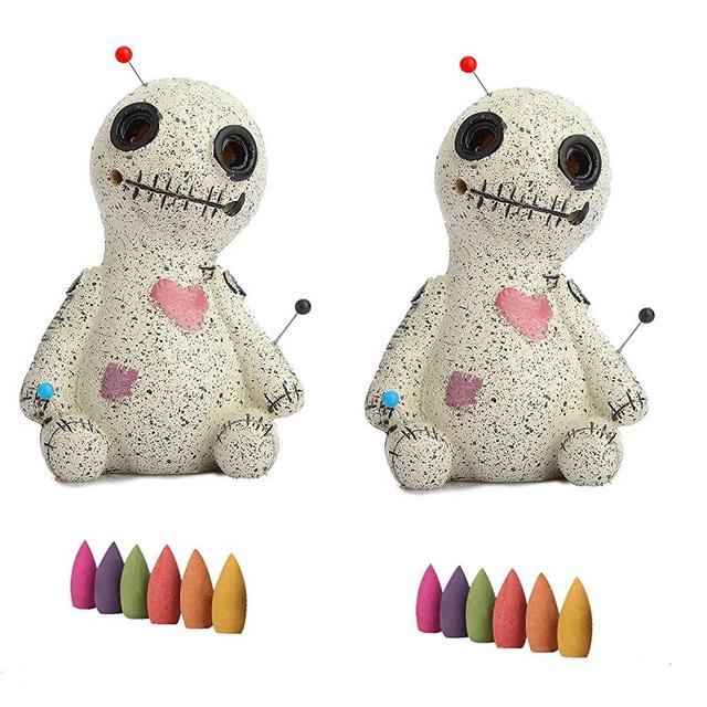 2 PCS Voodoo Doll Cone Incense Burner Resin Incense Holder Desktop Resin Decoration Suitable for Desktop Bedroom and Living Room Equipped with 5 Incense Cones (2 pcs) 1