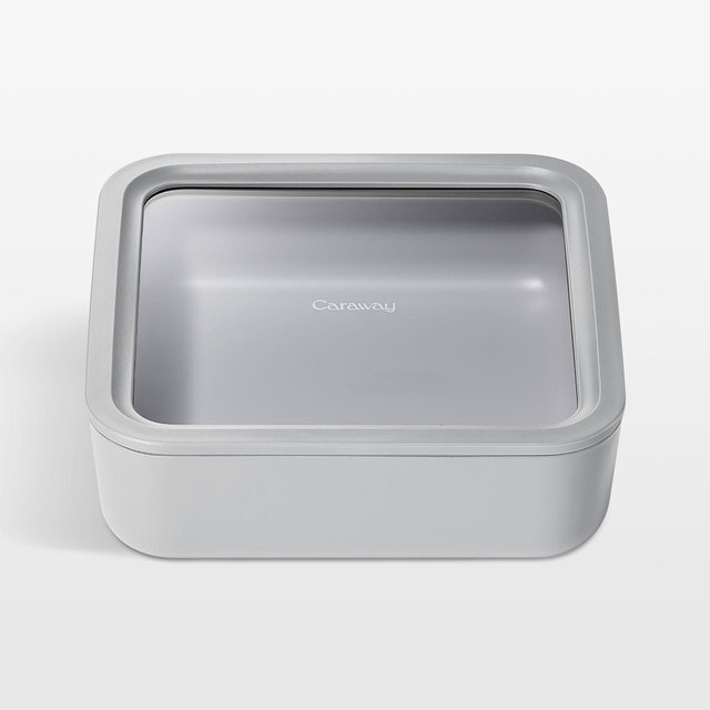 Caraway Home Grey 10-Cup Square Glass Food Storage Container with Lid