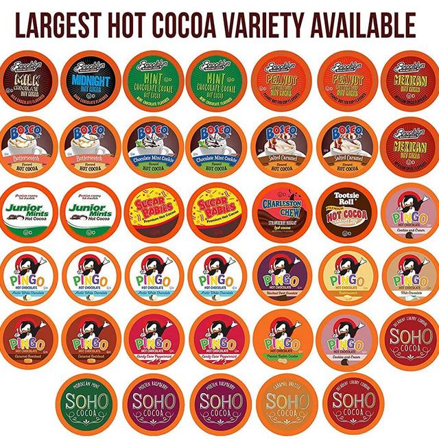 Two Rivers Chocolate Hot Cocoa Pods, Single Serve Variety Sampler Pack Compatible with 2.0 Keurig K-Cup Brewers, 40 Count - Largest Assorted Hot Cocoa