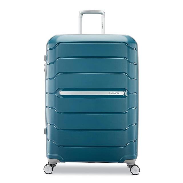 Samsonite Freeform Hardside Expandable with Double Spinner Wheels, Checked-Large 28-Inch, Dark Teal