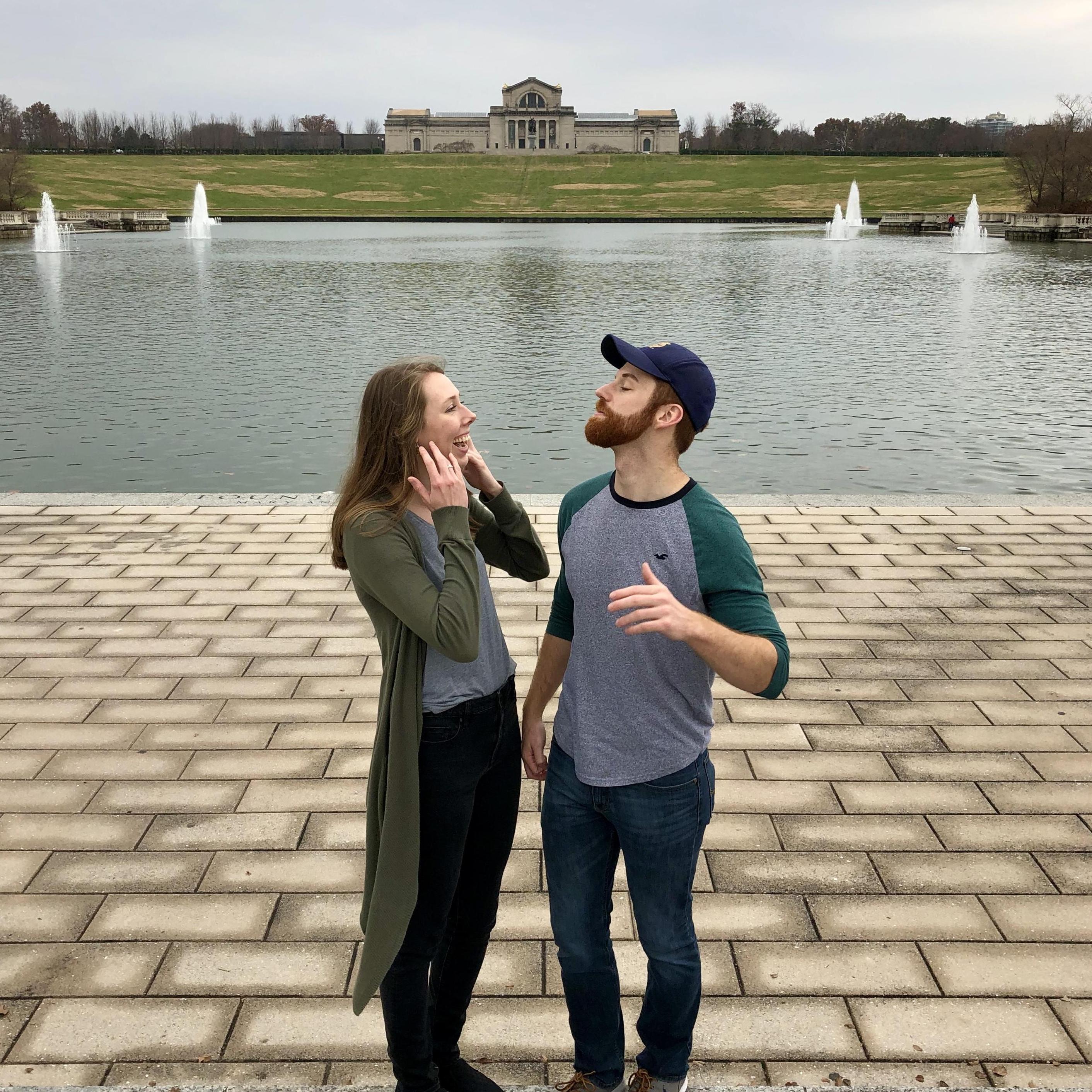 Trent making Roz laugh (a common occurrence) in Forest Park - St. Louis, MO.