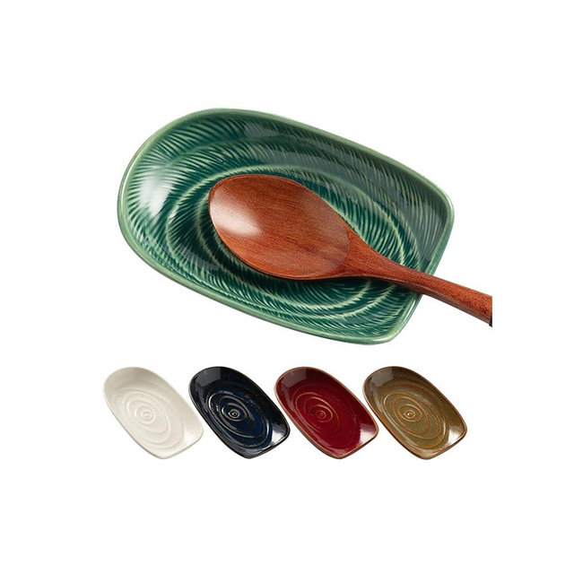 Ceremic Spoon Rest for Stove Top, Spoon Holder for Kitchen Counter, Coffee Spoon Rest, Cooking Utensil Rest for Ladles, Kitchen Decor, Housewarming Gifts, 1 pack (green)