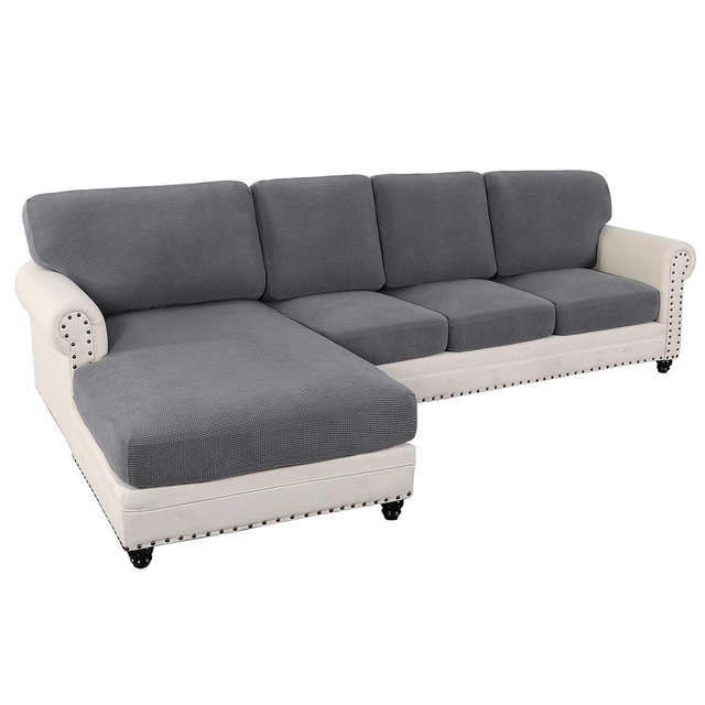 H.VERSAILTEX 2023 New Sectional Couch Covers 8 Pieces Stretch Sofa Covers for Sectional Sofa Set Separate L Shaped Couch Cover for Both Left/Right Couch (XL Sofa 3 Seater + 1 Chaise, Grey)