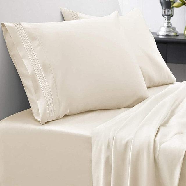 Sweet Home Collection 1800 Thread Count Bed Set Egyptian Quality Brushed Microfiber 4 Piece Deep Pocket Sheets, King, Ivory