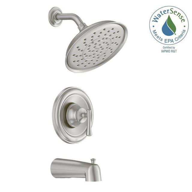Ashville Single-Handle 1-Spray Tub and Shower Faucet with Valve in Spot Resist Brushed Nickel (Valve Included)