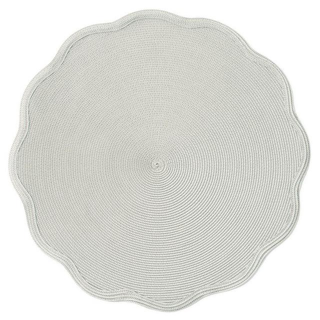 Braided Scallop Edge Round Placemat in Sand & Silver - 1 Each