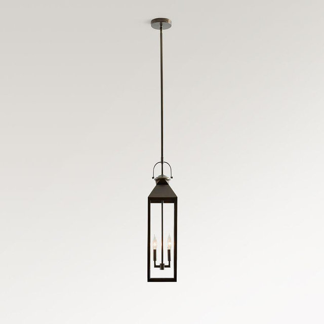 Roman Rectangular Indoor/Outdoor Pendant, Antique Copper