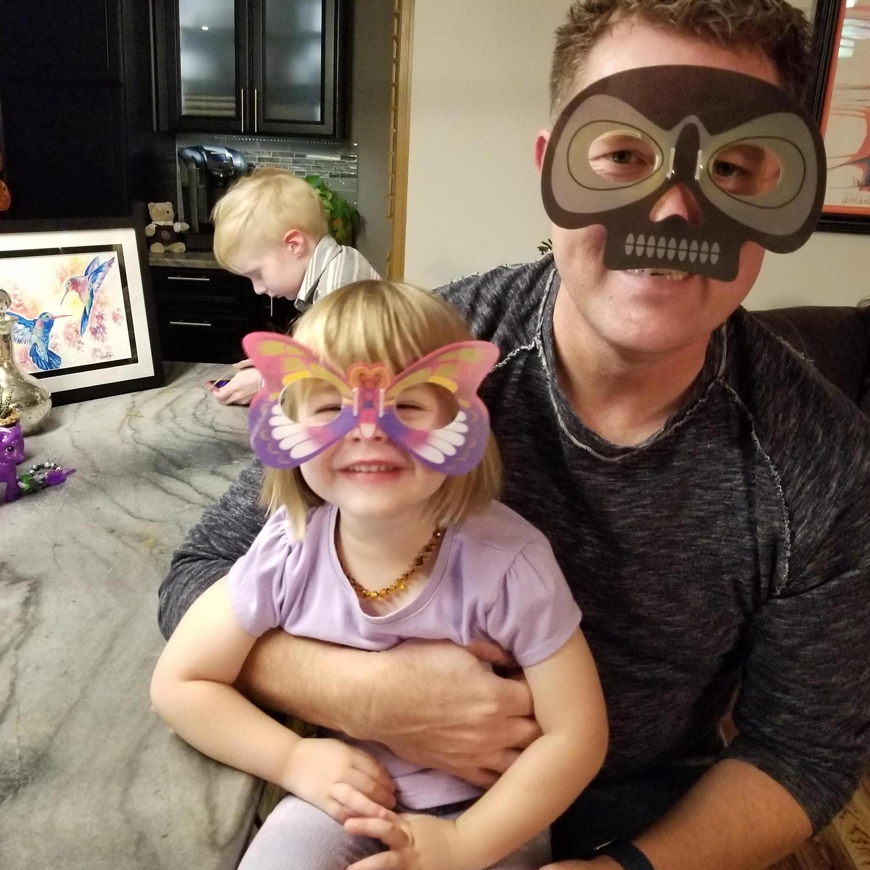 Lennon and Rob masks (Sullivan doing legos in the background)!