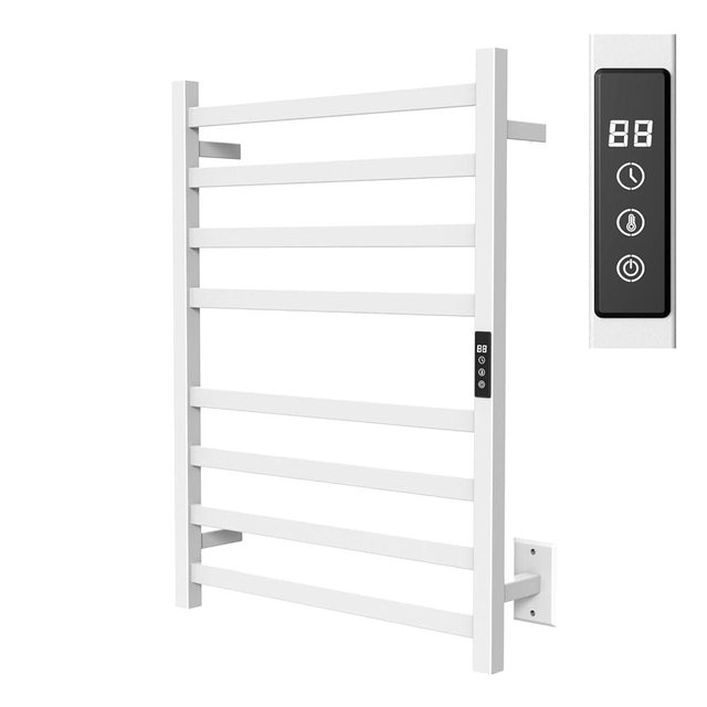 WONDERSKY Towel Warmers for Bathroom, Electric Heated Towel Rack, Wall Mounted Waterproof Towel Warmer Rack with Timed&Temperature Controller. (8-bar, Type 2-White)