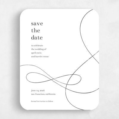 White Rounded Wedding Save the Date - Powell Sketch