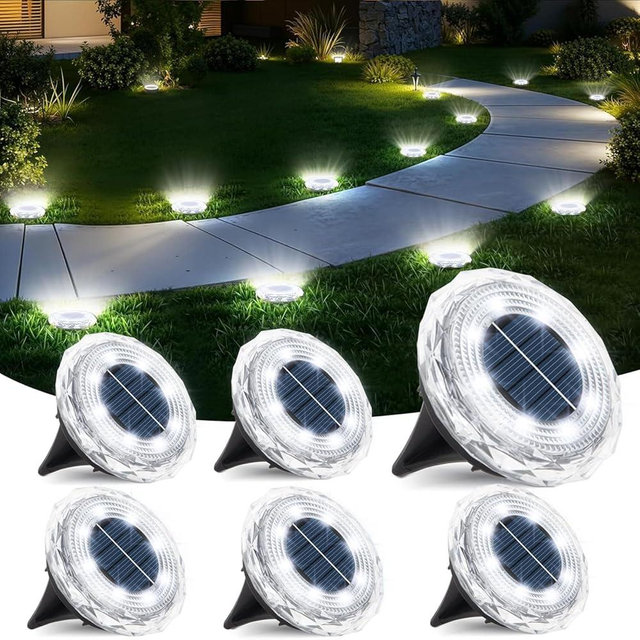 echosari Solar Ground Lights 6 Pack, Upgraded Solar Garden Lights Auto ON/Off Landscape Lighting Outdoor In-Ground Lights Waterproof Long Lasting for Pathway Walkway Patio (Cool White)