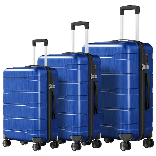 SKONYON 3pc Hardside Checked Spinner Luggage Set