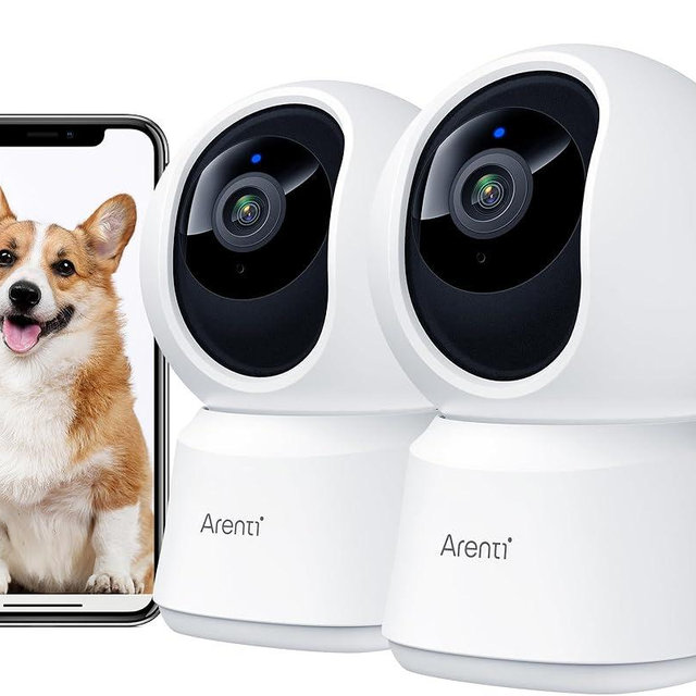 ARENTI 5G Security Camera Indoor, 4MP Pet Camera with Speaker for Dog/Cat, Baby Monitor with Phone App, Dual-Band WiFi, Auto Tracking, Super Night Vision, 2-Way Talk, Cloud & SD Card Storage(2PC)