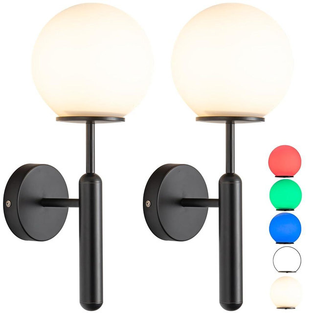 jengush Wall Sconce Battery Operated Wall Lights Set of 2，with Dimmable Battery Powered Bulb Non Hardwired Easy to Install，for Bedroom Farmhouse Bedside Reading Light (Color : Gold) … (Black)