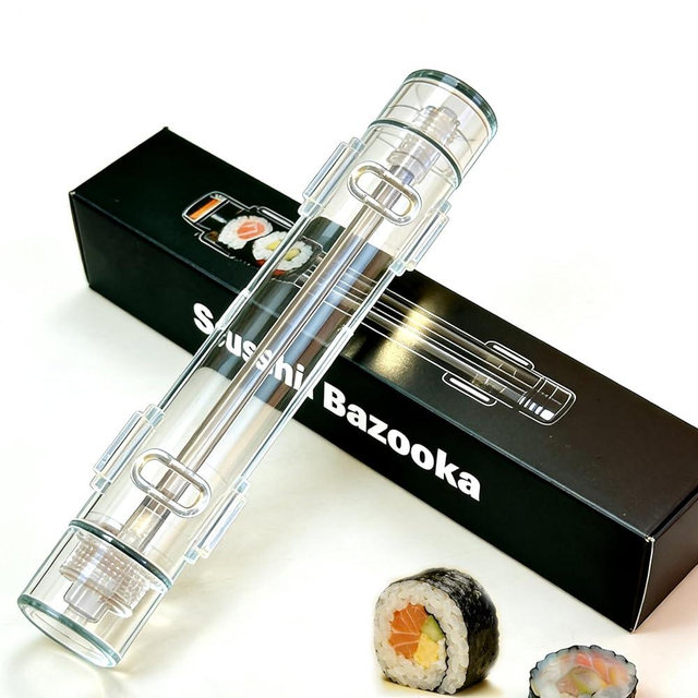 Clear Sushi Bazooka – Easy Sushi Making Kit for Beginners & Professionals | DIY Sushi Maker mold for Perfect Rolls at Home | Fun Japanese Cooking Gadget for Family, Parties & Gift