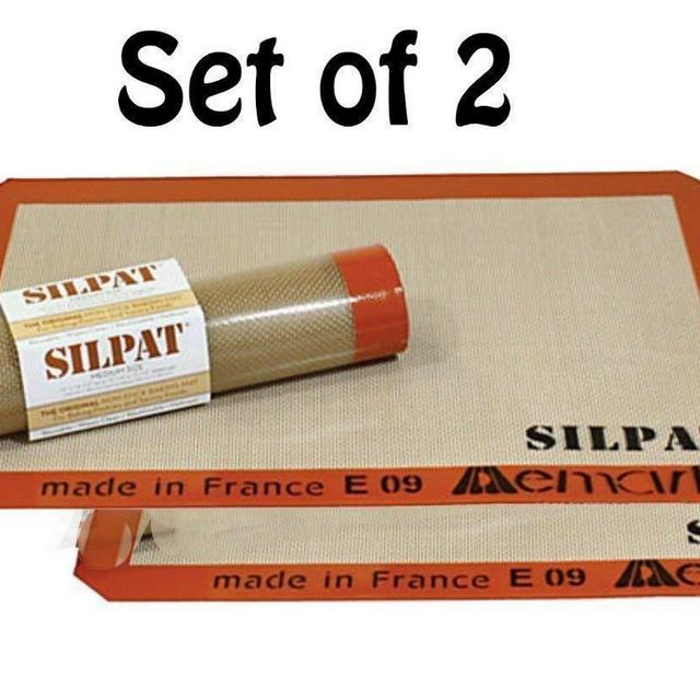 Silpat AE420295-07 Premium Non-Stick Silicone Baking Mat, Half Sheet Size, 11-5/8-Inch x 16-1/2-Inch (2 pack)