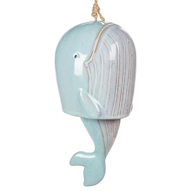Abbott Collection Large Whale Wind Chime - Ceramic, Blue (10.5" H)