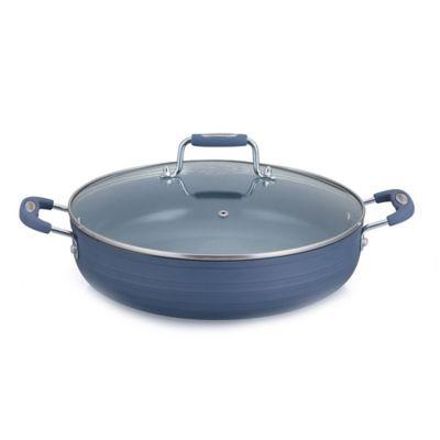 Healthy Choice Nonstick 14-Inch Covered Fry Pan in Matte Blue
