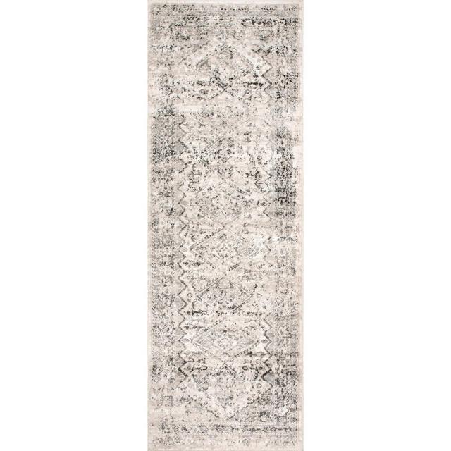 nuLOOM Madisson Vintage Faded Medallion Kitchen Runner Rug - Hallway, Entryway, 2' 6" x 10', Silver