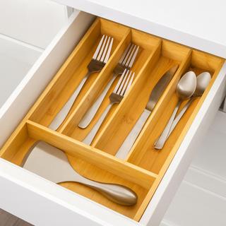 Essentials Bamboo 5-Slot Flatware Organizer
