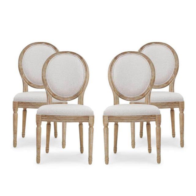 Phinnaeus Beige Fabric Upholstered Dining Chair (Set of 4)