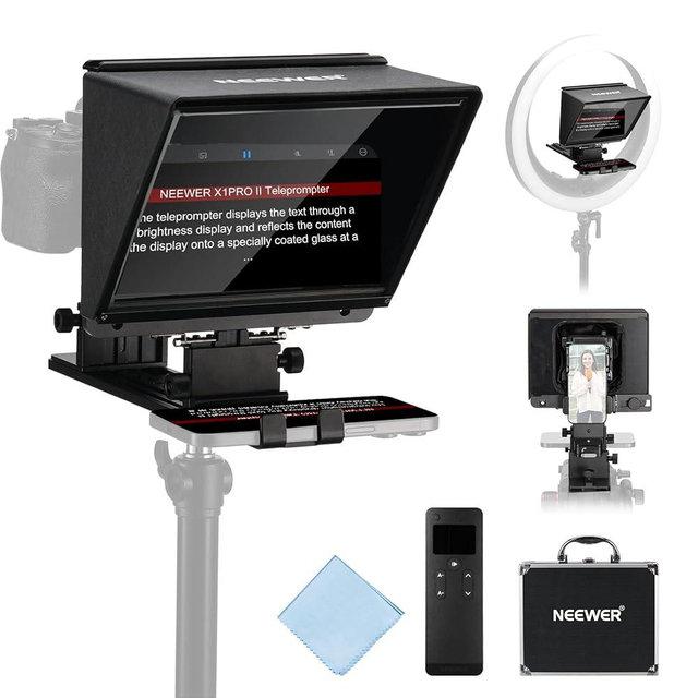 NEEWER X1 Pro II Teleprompter 9" All Metal with RT113 Remote/App Control, Quick Switch 1s Lock Arca Type QR Plate, Magnetic Phone Clamp Compatible with iPhone Android Smartphone, Assembly Free