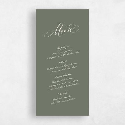 Dark Sage, Green Wedding Menu - Estate