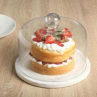 Ridgehaven Marble Cake Serving Platter with Glass Cloche