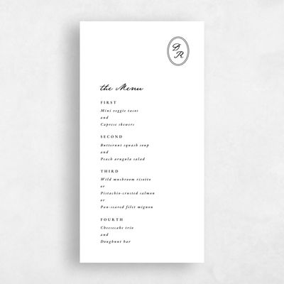 White Wedding Menu - Dolores