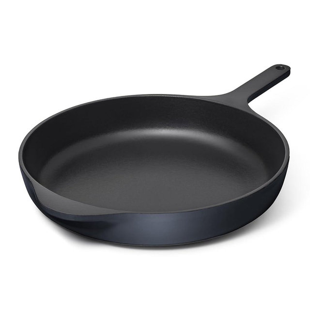 Caraway Cast Iron Skillet - 12” Enameled Cast Iron Pan With 3 Layer Enamel Coating - No Seasoning Required - Compatible With All Stovetops - Free From Forever Chemicals - Midnight Blue